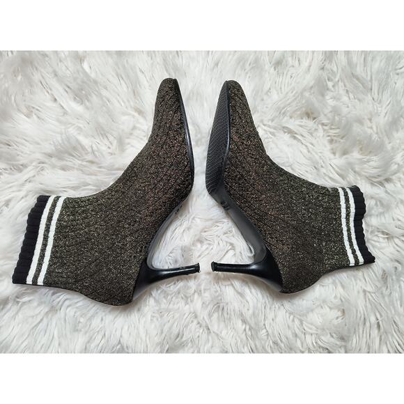 Stuart Weitzman Womens Waverly Metallic Knit Sock Bootie Stiletto Heels US 8.5 - Picture 2 of 9